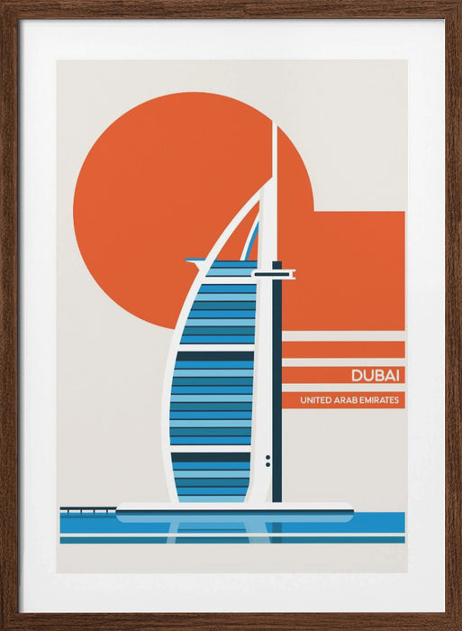 Dubai Burj Al Arab Minimalist Retro Travel Print Framed Art Wall Decor