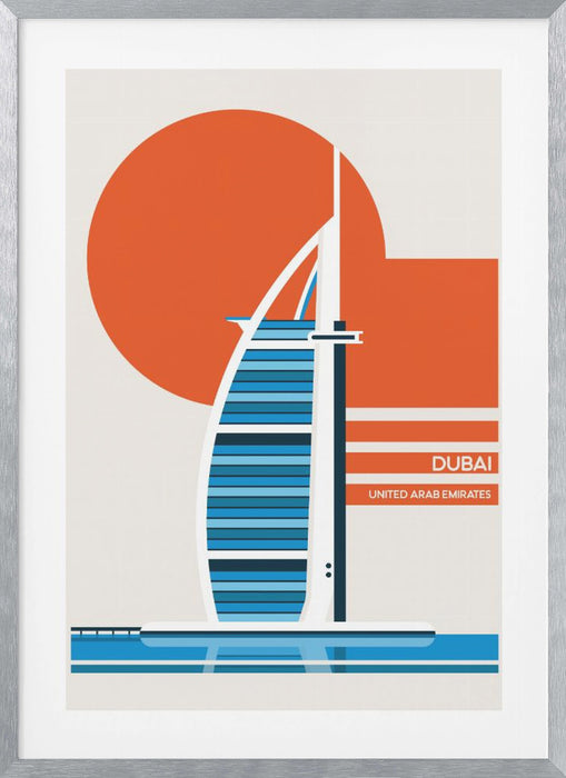 Dubai Burj Al Arab Minimalist Retro Travel Print Framed Art Wall Decor