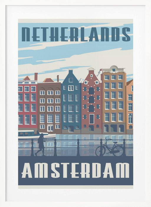 Amsterdam Travel Print Framed Art Modern Wall Decor