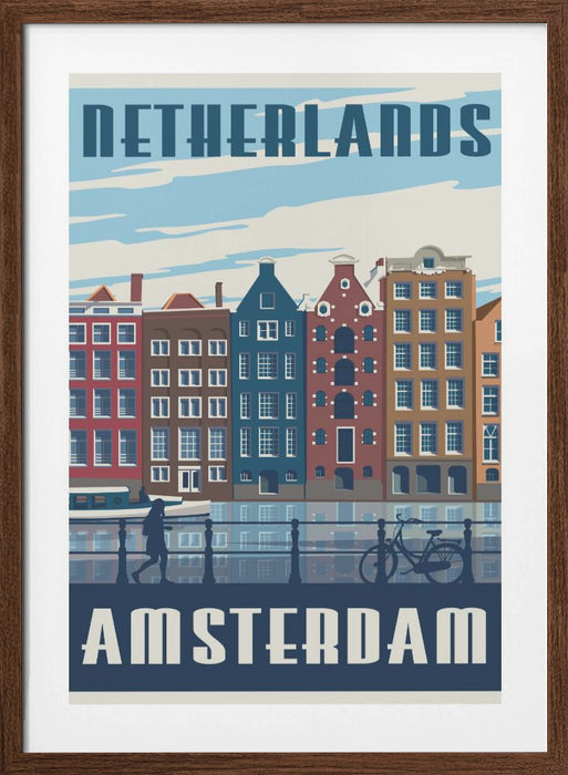 Amsterdam Travel Print Framed Art Modern Wall Decor