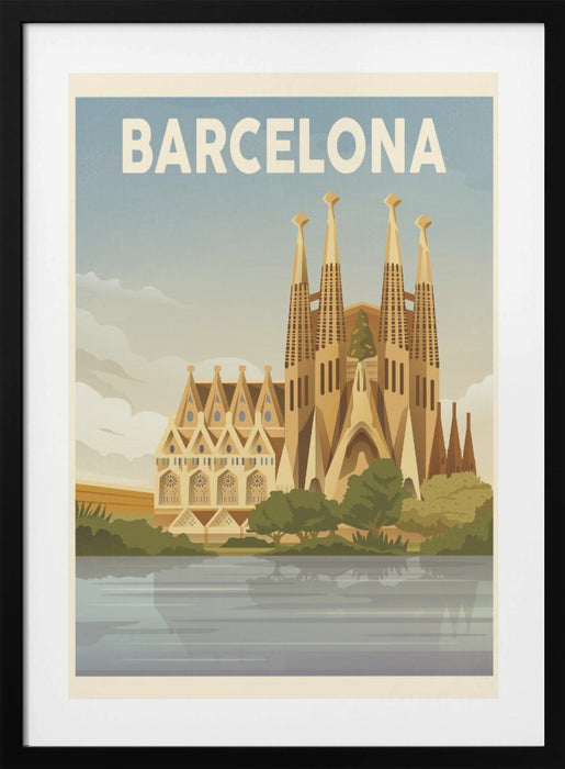 Barcelona Travel Print Framed Art Modern Wall Decor