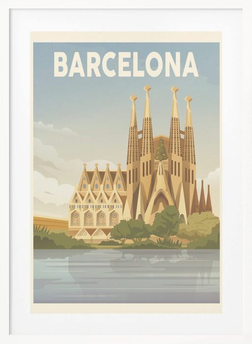 Barcelona Travel Print Framed Art Modern Wall Decor