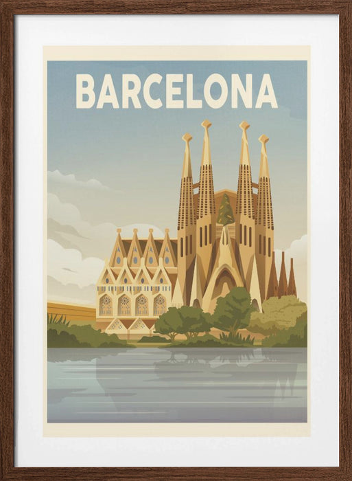 Barcelona Travel Print Framed Art Modern Wall Decor