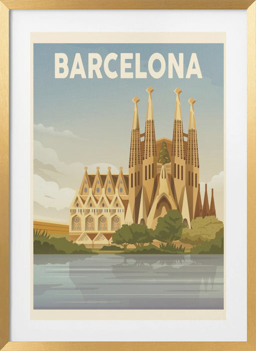 Barcelona Travel Print Framed Art Modern Wall Decor