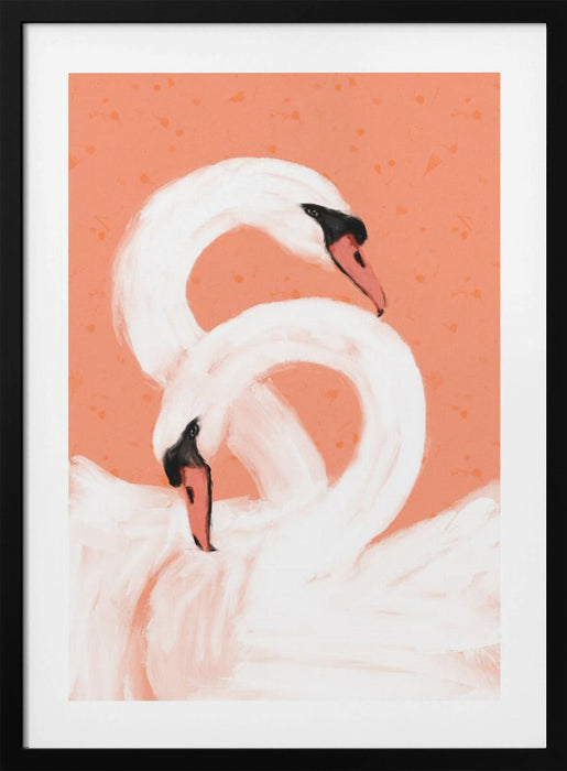 Swans Framed Art Modern Wall Decor