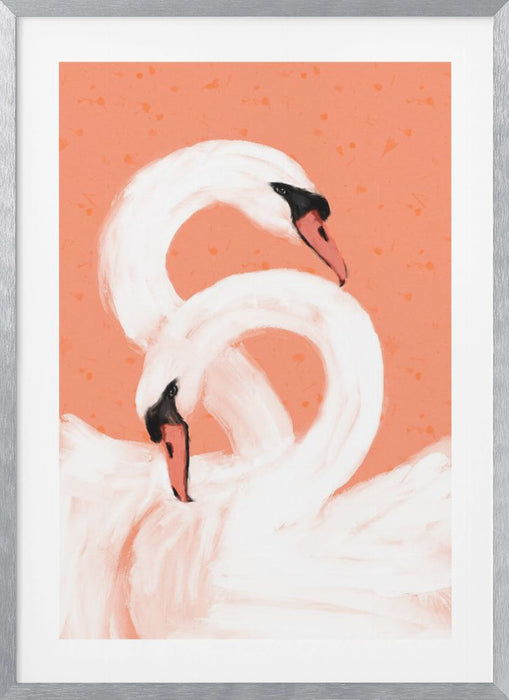 Swans Framed Art Modern Wall Decor