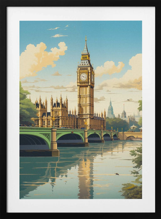 View of London Framed Art Modern Wall Decor