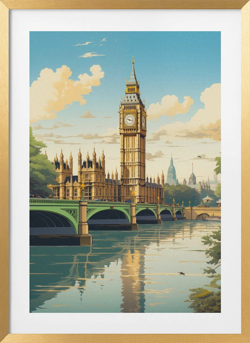 View of London Framed Art Modern Wall Decor