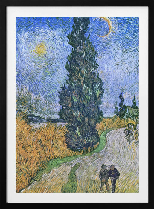 Vincent Van Gogh's Road With Cypress and Star 1890 Framed Art Wall Decor