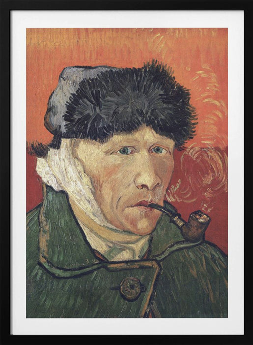 Vincent Van Gogh's Self Portrait With Bandaged Ear and Pipe (1889) Framed Art Wall Decor