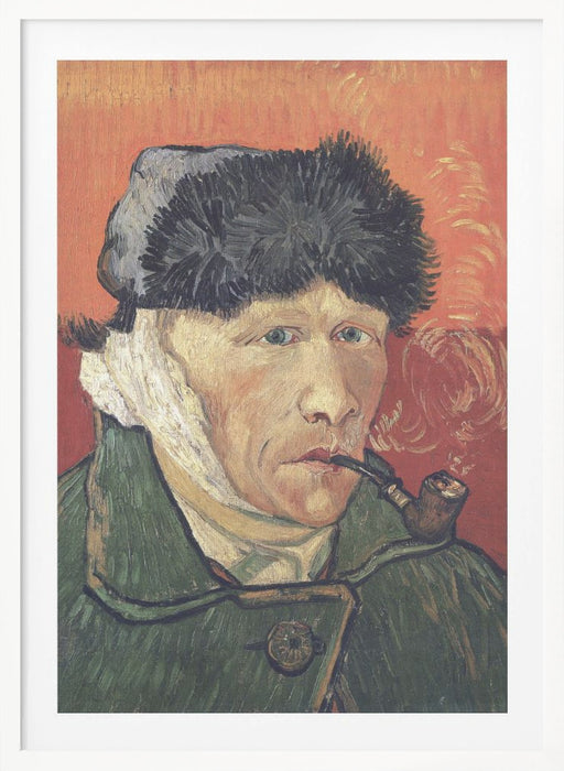 Vincent Van Gogh's Self Portrait With Bandaged Ear and Pipe (1889) Framed Art Wall Decor