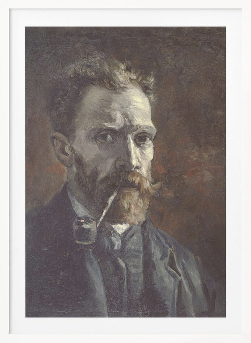 Vincent Van Gogh's Self Portrait With Pipe (1886) Framed Art Modern Wall Decor