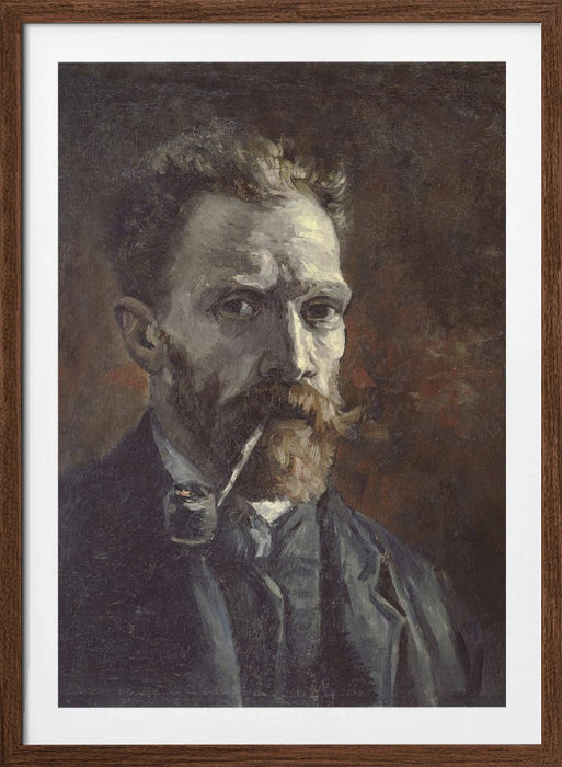 Vincent Van Gogh's Self Portrait With Pipe (1886) Framed Art Modern Wall Decor