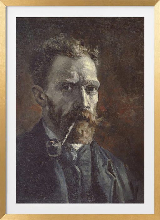 Vincent Van Gogh's Self Portrait With Pipe (1886) Framed Art Modern Wall Decor