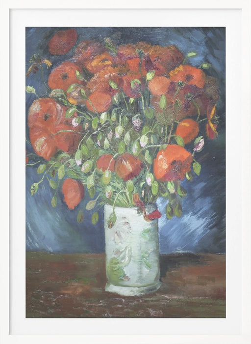 Vincent Van Gogh's Vase With Poppies (1886) Framed Art Modern Wall Decor