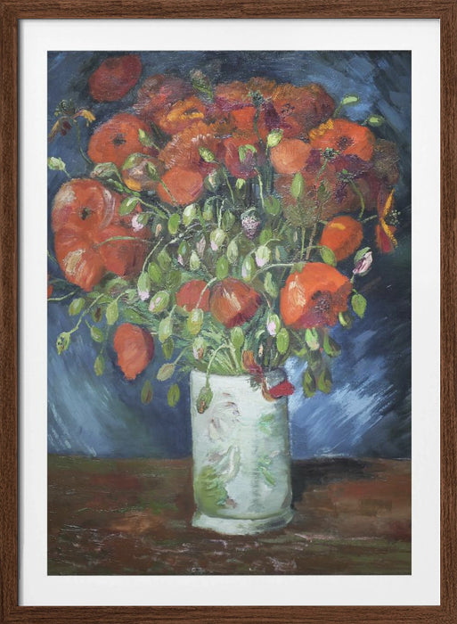 Vincent Van Gogh's Vase With Poppies (1886) Framed Art Modern Wall Decor