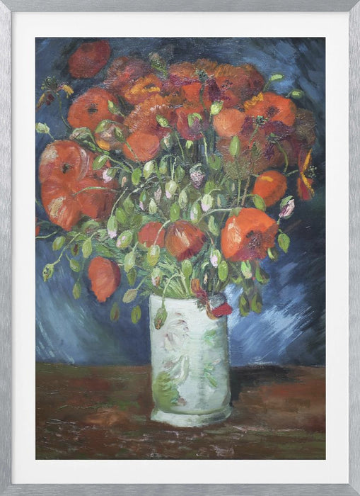 Vincent Van Gogh's Vase With Poppies (1886) Framed Art Modern Wall Decor