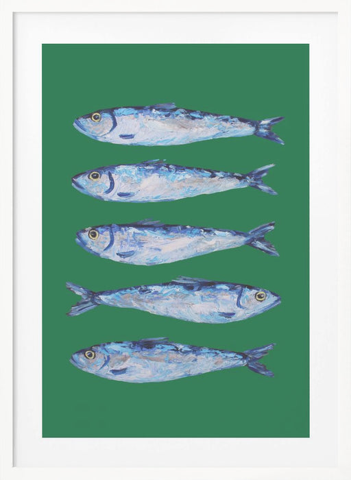 Sardines Forest Green Framed Art Modern Wall Decor