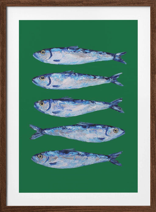 Sardines Forest Green Framed Art Modern Wall Decor