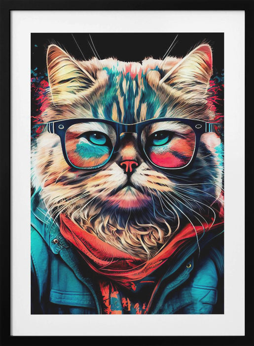 Hipster cat animal art Framed Art Modern Wall Decor