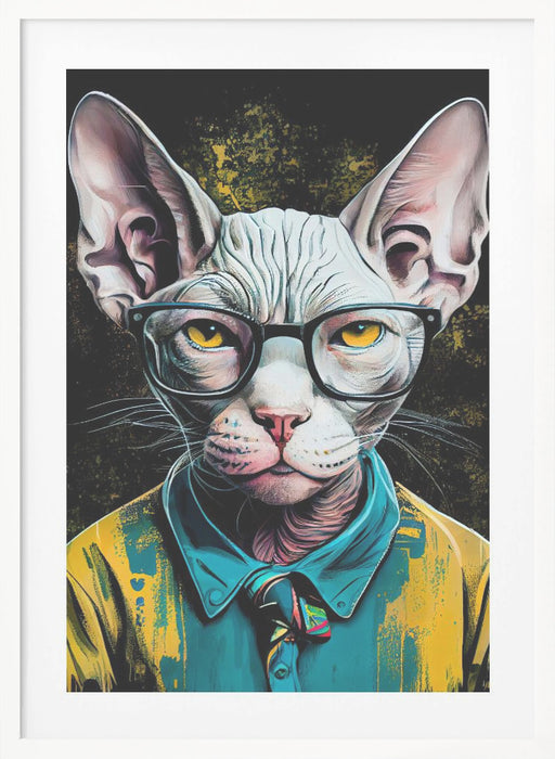 Hipster cat animal art Framed Art Modern Wall Decor