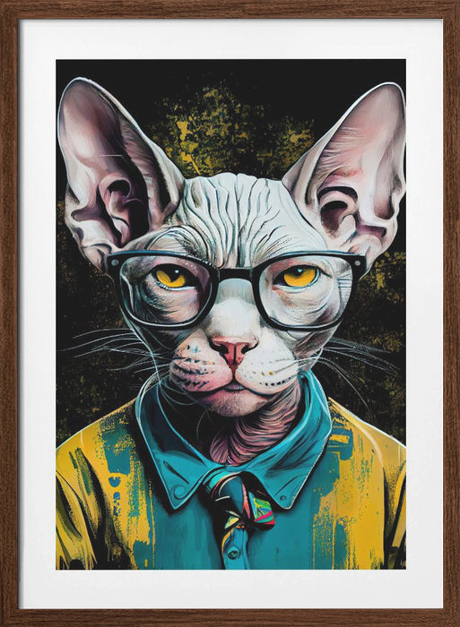 Hipster cat animal art Framed Art Modern Wall Decor