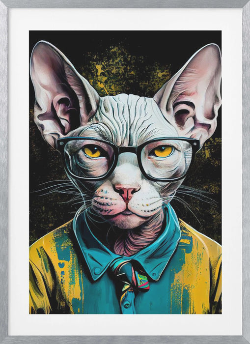 Hipster cat animal art Framed Art Modern Wall Decor