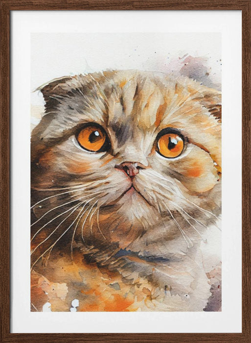 Cat watercolor painting animal Framed Art Wall Decor