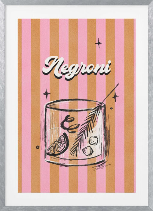 Negroni Drink on Stripes Framed Art Wall Decor