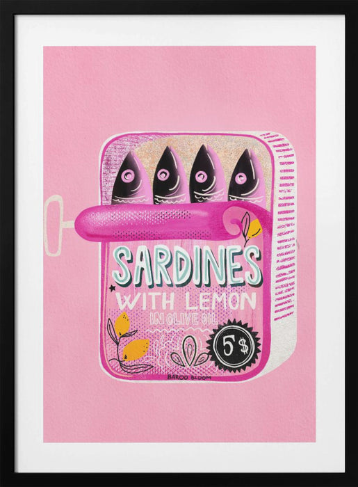 Sardines Tin Can Pink Framed Art Wall Decor