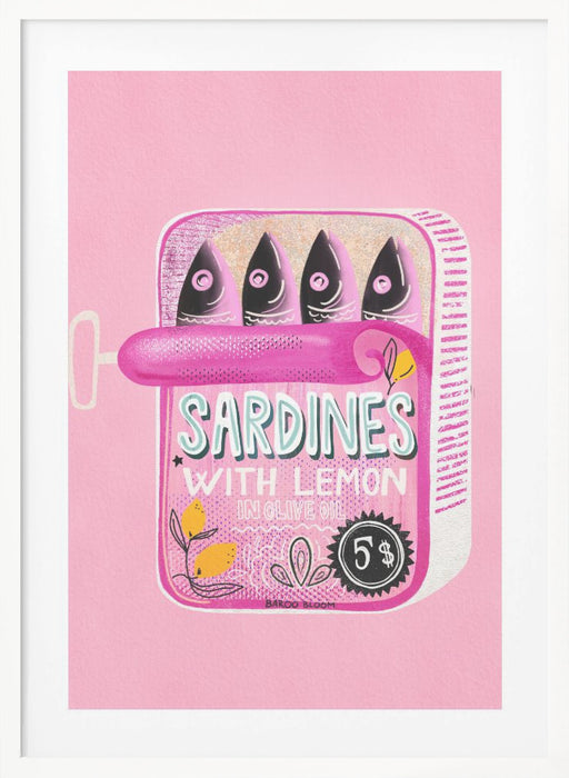 Sardines Tin Can Pink Framed Art Wall Decor