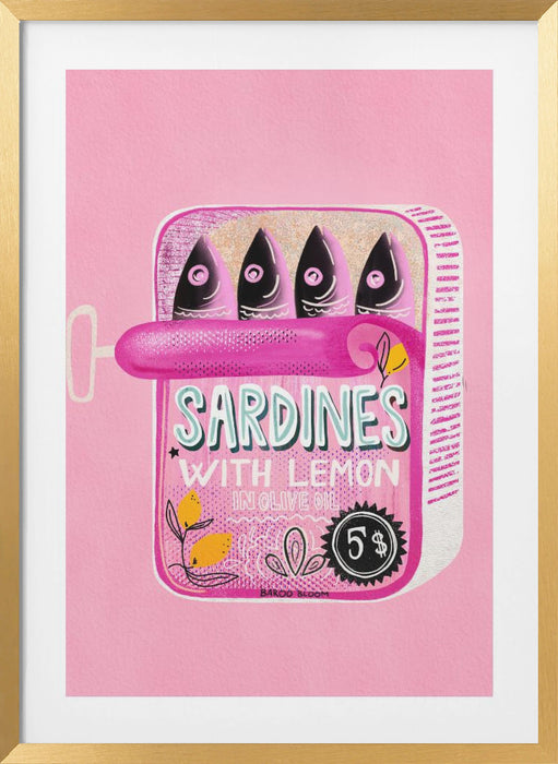 Sardines Tin Can Pink Framed Art Wall Decor