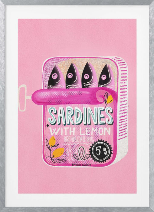 Sardines Tin Can Pink Framed Art Wall Decor