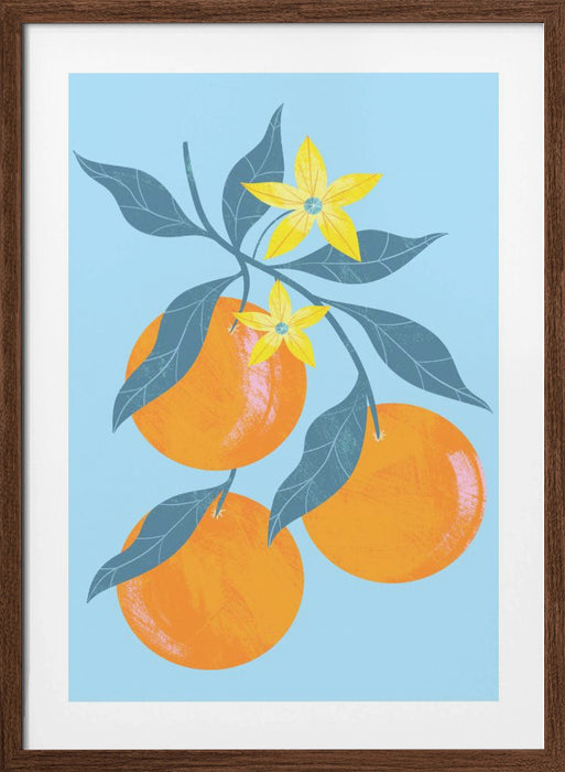 Orange Branch Framed Art Wall Decor