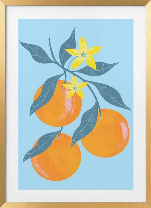 Orange Branch Framed Art Wall Decor