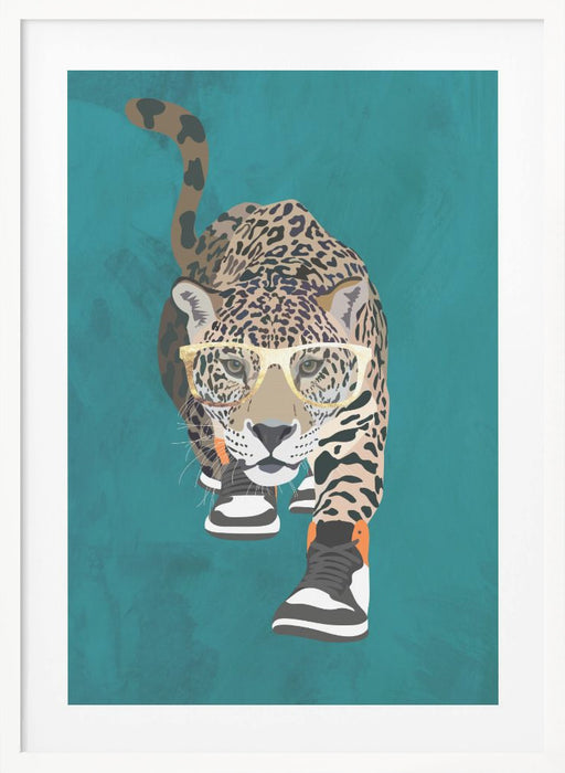 Jaguar prowling in high top sneakers Framed Art Modern Wall Decor