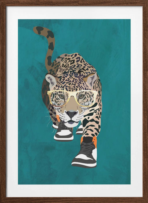 Jaguar prowling in high top sneakers Framed Art Modern Wall Decor