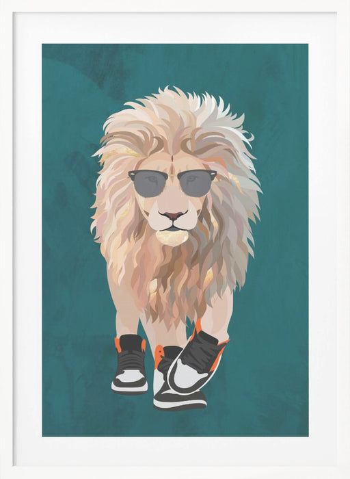 Lion prowling in high top sneakers Framed Art Wall Decor