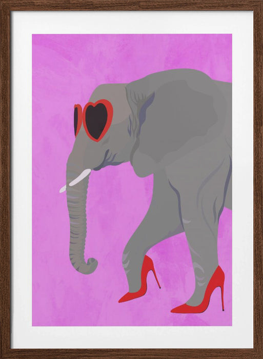 Flamingo profile in heels and heart glasses Framed Art Modern Wall Decor