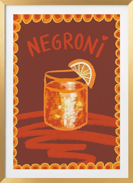 Cocktail Negroni Framed Art Modern Wall Decor