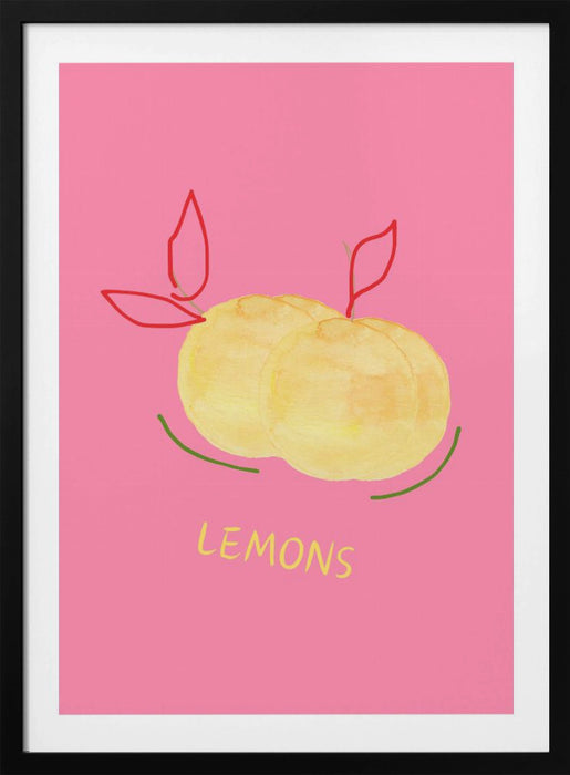 Lemons in Pink Framed Art Modern Wall Decor