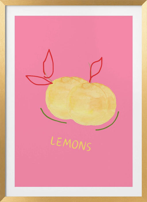 Lemons in Pink Framed Art Modern Wall Decor