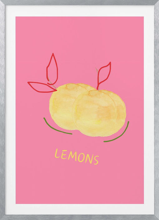 Lemons in Pink Framed Art Modern Wall Decor