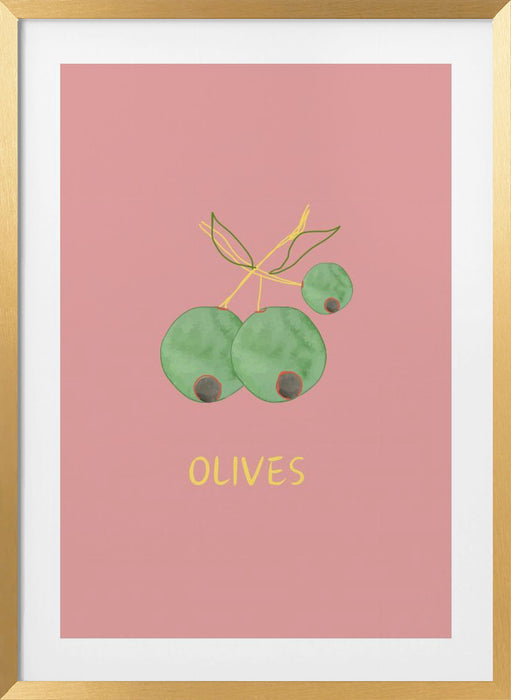 Olives in Pink Framed Art Wall Decor