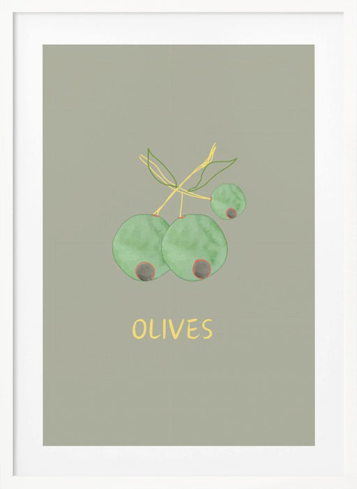 Olives in Green Framed Art Modern Wall Decor