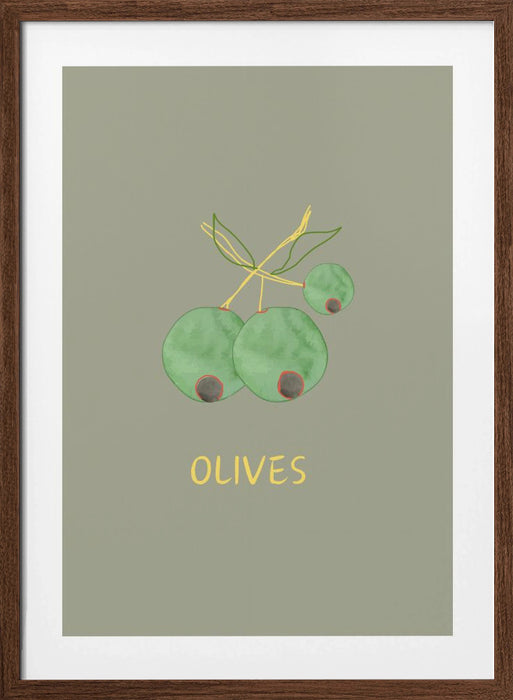 Olives in Green Framed Art Modern Wall Decor