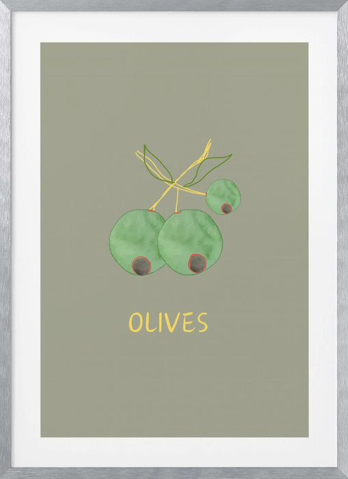 Olives in Green Framed Art Modern Wall Decor