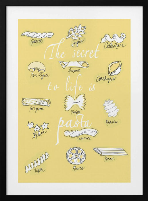 The Secret To Life Is Pasta Framed Art Modern Wall Decor