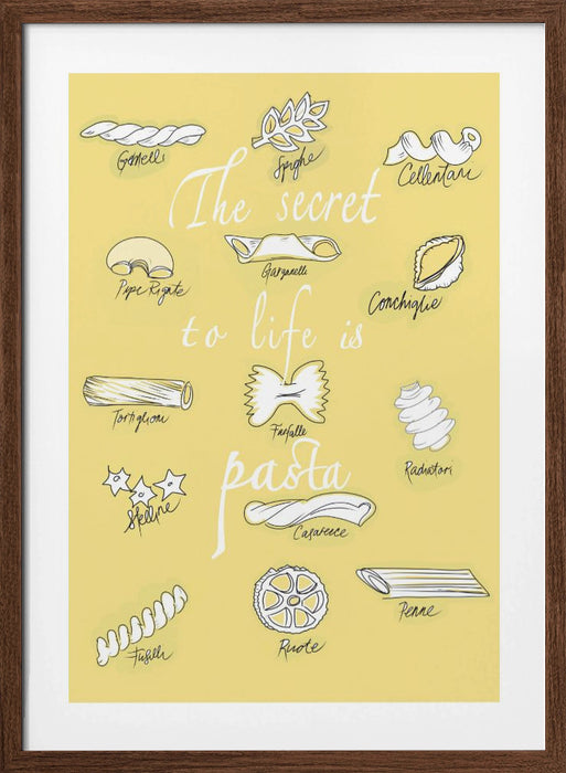 The Secret To Life Is Pasta Framed Art Modern Wall Decor