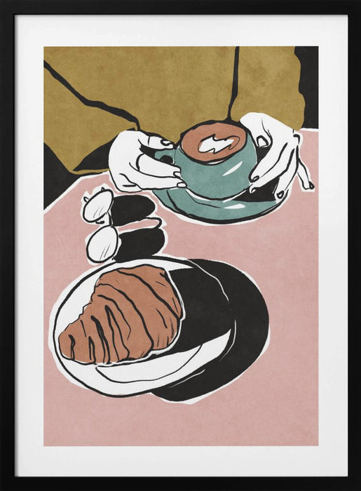 Croissant et café au lait Framed Art Wall Decor